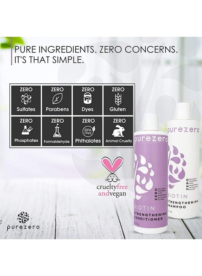 Purezero Biotin Shampoo & Conditioner Set Anti Thinning Formula Volumizing Thicker Fuller Hair Zero Sulfates Parabens Dyes Gluten 100% Vegan & Cruelty Free Great For Color Treated Hair - Image 5