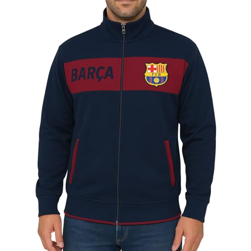 Icon Sports FC Barcelona Soccer Track Jacket Officially Licensed Unisex ZipUp Outerwear Navy L