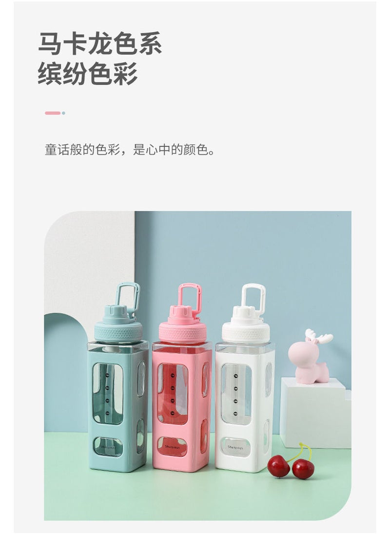 General - Shuiyinzi 700ML Water Bottle With Straw & Sticker No Leak Large Bear Sports Plastic Portable Outdoor Climbing Camp Square Drinking Bottle For Kids Color Green - Image 1