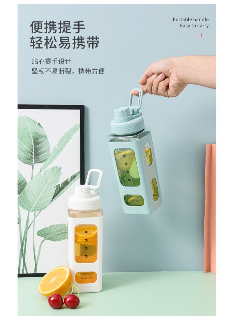 General - Shuiyinzi 700ML Water Bottle With Straw & Sticker No Leak Large Bear Sports Plastic Portable Outdoor Climbing Camp Square Drinking Bottle For Kids Color Green - Image 1