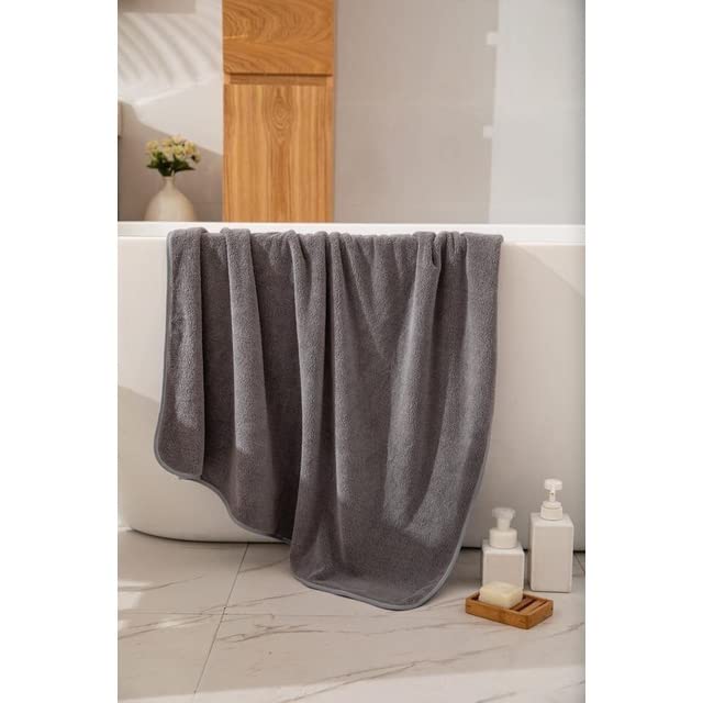Fezora® Microfiber Bath Towels | (70x140) Extra Soft Plush & Quick Dry High Absorbency with Large Size Towels Ideal for Bathing (Pack of 1, Grey) - Image 5