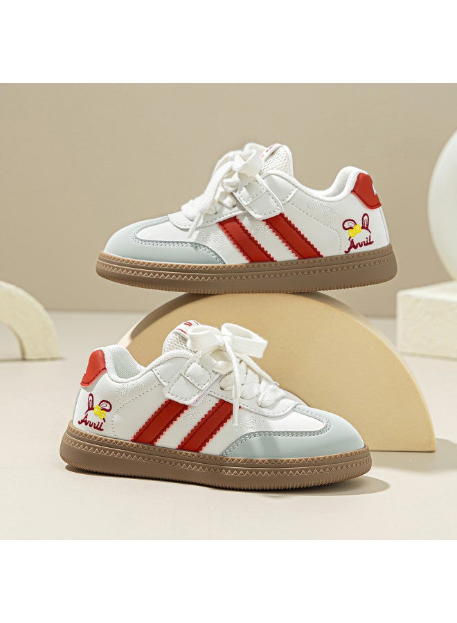 Annil Girls' Sneakers Mid-top School Shoes Autumn New Leather Upper Children's Casual Shoes Stain-resistant Waterproof Soft Sole German Training Shoes - Image 2