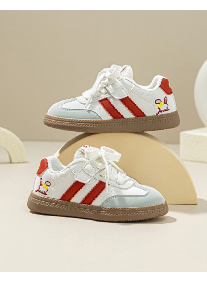 Annil Girls' Sneakers Mid-top School Shoes Autumn New Leather Upper Children's Casual Shoes Stain-resistant Waterproof Soft Sole German Training Shoes - Image 1