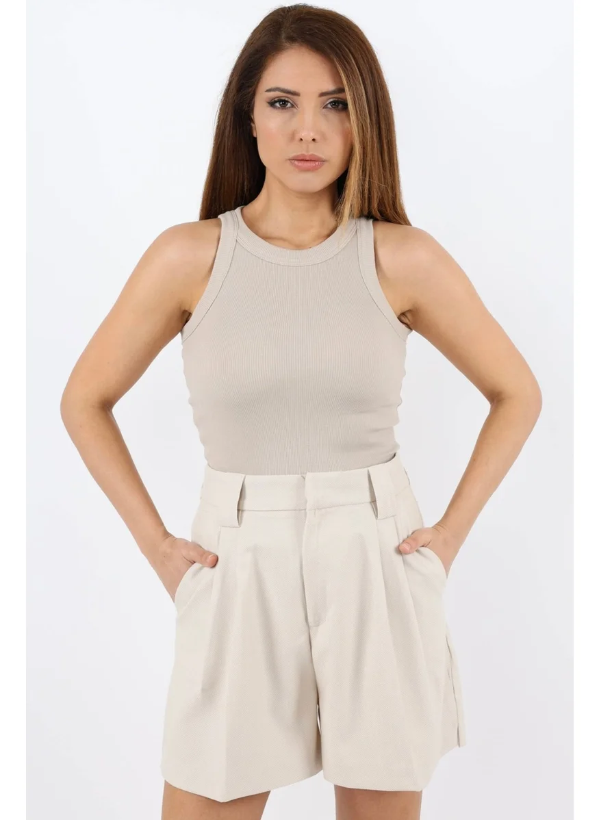 Ritnice Women's 3-Piece Premium Cotton Corduroy Beige Cream Black Undershirt