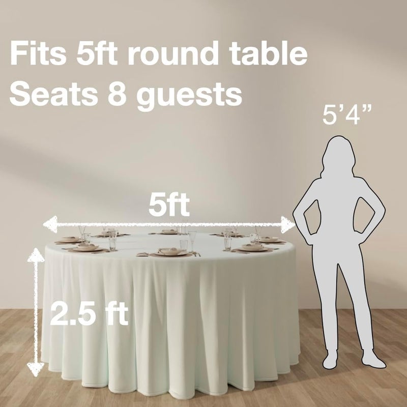 Urby 120 inches Large White Round Tablecloth for 5-6ft Round Folding Table That Seats 6-8 Guests, for Table with 6 Chairs. Ideal for Party, Wedding, Banquet and Events. 2pk - Image 3