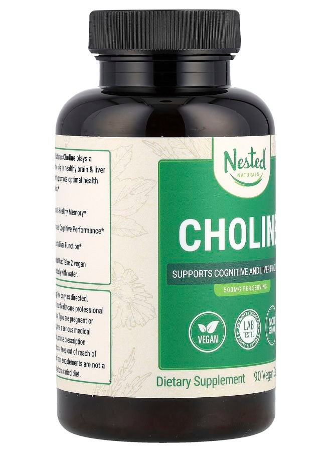 Nested Naturals Choline 90 Vegan Capsules (250 mg per Capsule) - Image 2