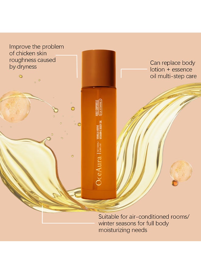 OceAura Vitamin C Body Oil For Women And Men, Moisturizing Vanilla Verve Scented Body Serum For Glowing Skin, Nourishing, Hydrating After-Shower And Bath Skin Care Moisturizer, 100ml - Image 4