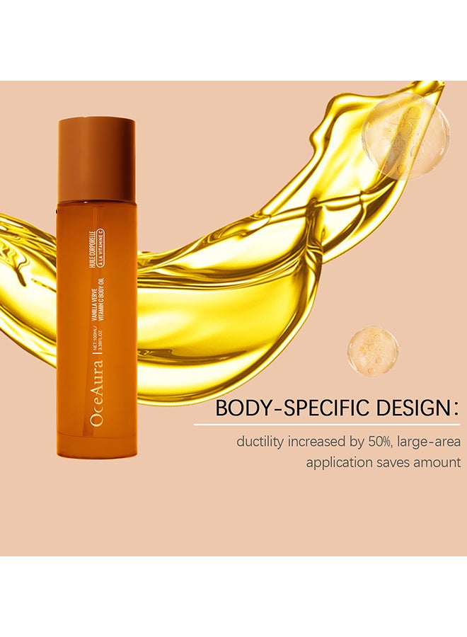 OceAura Vitamin C Body Oil For Women And Men, Moisturizing Vanilla Verve Scented Body Serum For Glowing Skin, Nourishing, Hydrating After-Shower And Bath Skin Care Moisturizer, 100ml - Image 5