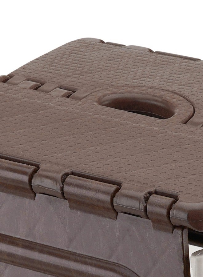 Primelife Plastic 18 Inch Folding Step Stool,Super Strong Foldable Stool for Adults & Kids, Portable Plastic Step Stool, Non Slip Folding Stools for Kitchen, Bathroom, Bedroom, Office (Brown - White) - Image 3