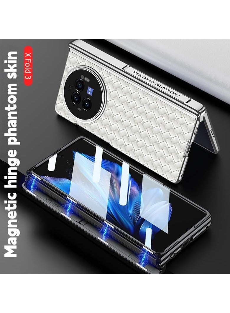 عام حالة متوافقة مع فيفو س أضعاف 3 حالة الهاتف ، شاشة قابلة للطي المغناطيسي شفط كامل قذيفة فيلم قوس المنسوجة حالة جلدية ، المغناطيسي المفصلي فانتوم الجلد ، قذيفة متكاملة - Image 2