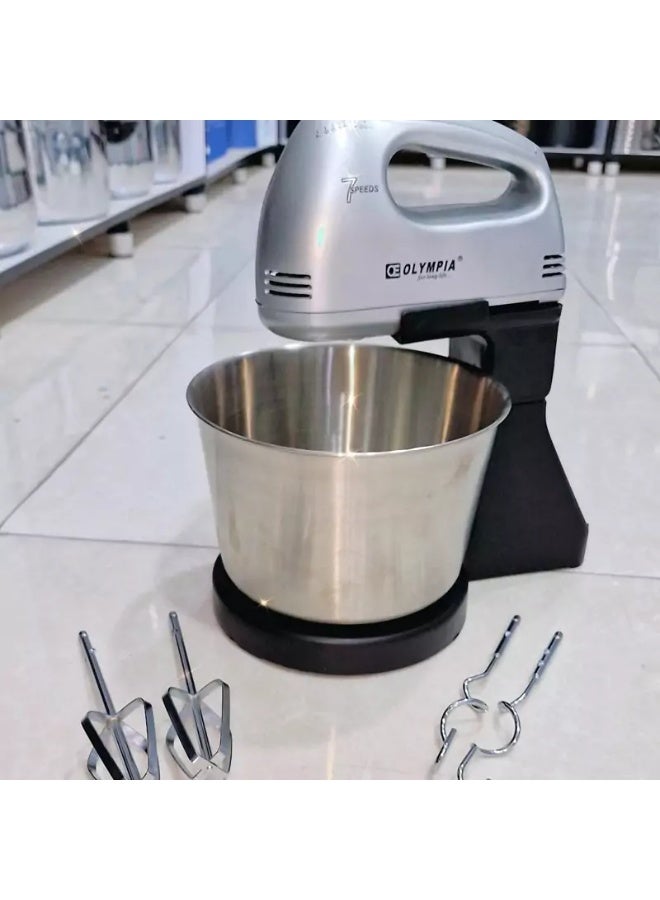 Olympia High Performance Olympia Stand Hand Mixer OE-313 with Stainless Steel Bowl 7 Speed Control Ideal for Cake Baking Dough Mixing Egg Beating Reliable Kitchen Companion - Image 3