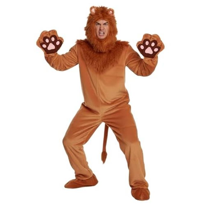 MORPH Lion Costume Adult, Adult Lion Costume, Animal Costumes For Men, Safari Animal Halloween Outfit for Men, Large - Image 1