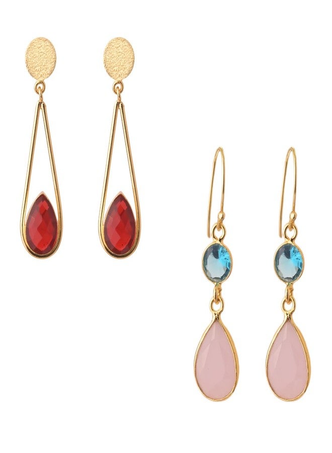 Emilia Stylish Earrings Combo for Women and Girls | Set of 2 Lightweight Teardrop Earrings for Casual and Occasional Wear - Image 1