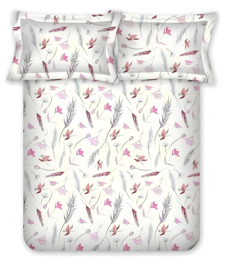 Bombay Dyeing King Size Bedsheet Cotton, 180 TC - Premium Cotton, Experience Premium Vintage Collection, with 2 Pillow Covers - VK02 (Pink) - Image 1