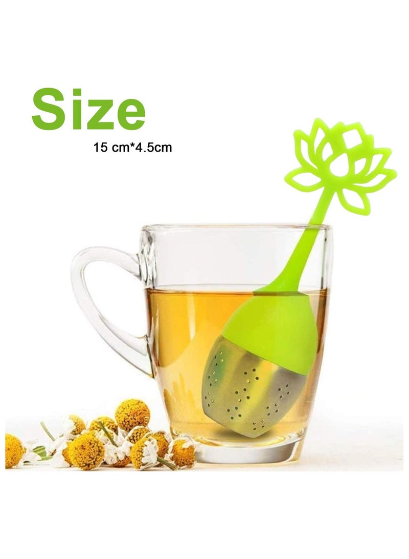 SOLARAE 2 Pcs Silicone Tea Infuser Filter, Loose Leaf Tea Steeper Stainless Steel Tea Ball, Handle Silicone Mesh Tea Cup Filter Strainer for Loose Leaf or Herbal Tea, Blue and Green - Image 2