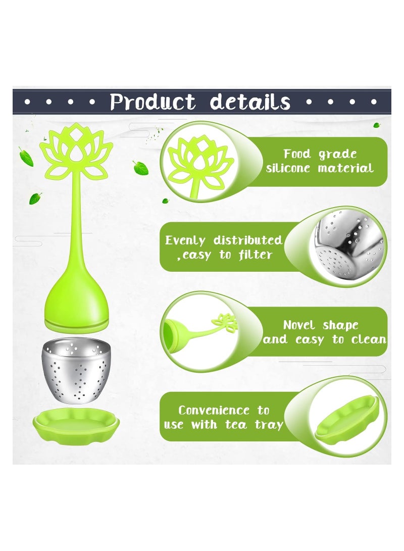 SOLARAE 2 Pcs Silicone Tea Infuser Filter, Loose Leaf Tea Steeper Stainless Steel Tea Ball, Handle Silicone Mesh Tea Cup Filter Strainer for Loose Leaf or Herbal Tea, Blue and Green - Image 4