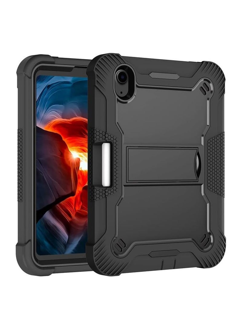 عام متوافق مع آي باد ميني الجيل 7 ( 2024 ) ، ثلاثة في واحد مزيج من صدمة واقية من السيليكون حالة الكمبيوتر اللوحي ، المدمج في آي باد ميني 7 حامل - Image 1