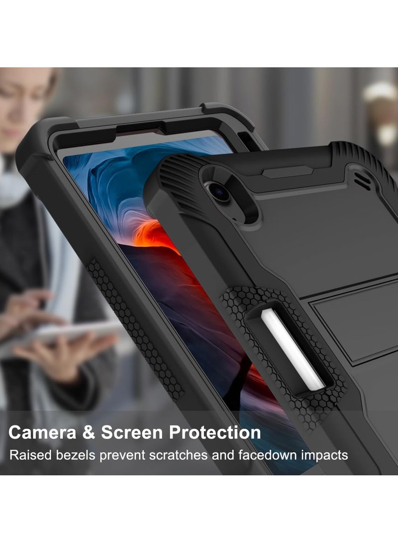 عام متوافق مع آي باد ميني الجيل 7 ( 2024 ) ، ثلاثة في واحد مزيج من صدمة واقية من السيليكون حالة الكمبيوتر اللوحي ، المدمج في آي باد ميني 7 حامل - Image 3