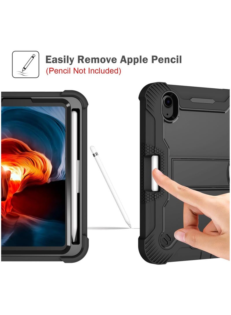 عام متوافق مع آي باد ميني الجيل 7 ( 2024 ) ، ثلاثة في واحد مزيج من صدمة واقية من السيليكون حالة الكمبيوتر اللوحي ، المدمج في آي باد ميني 7 حامل - Image 4