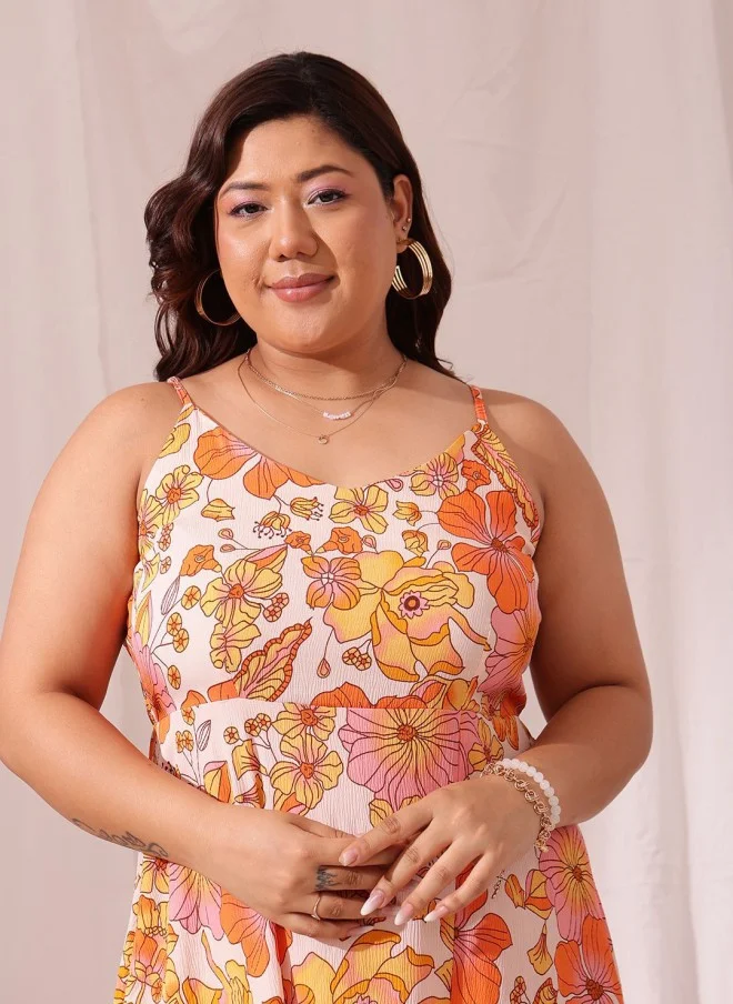 CURVY STREET Floral Printed Maxi Dress for Women