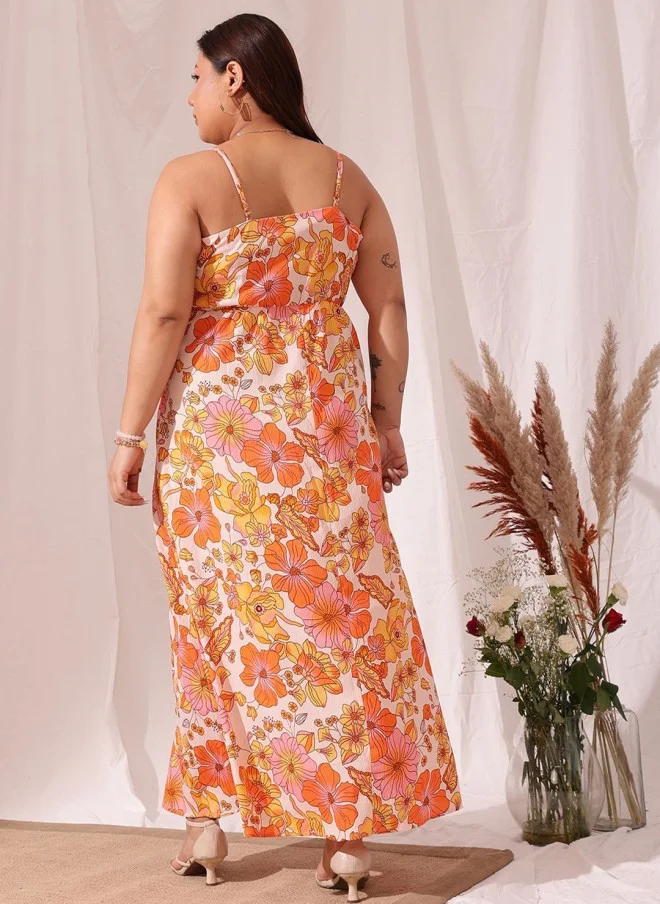 CURVY STREET Floral Printed Maxi Dress for Women