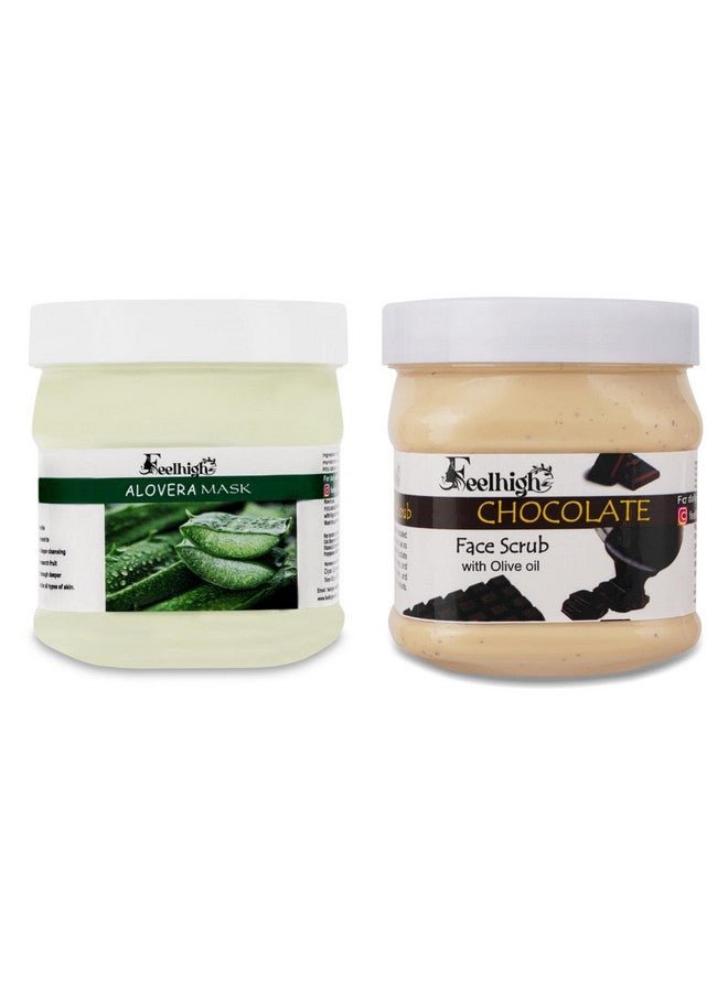 Feelhigh Face & Body Aloe Vera Mask Enriched with aloe vera & Chocolate Scrub- Skin care products (2 Items in the set) - Image 1
