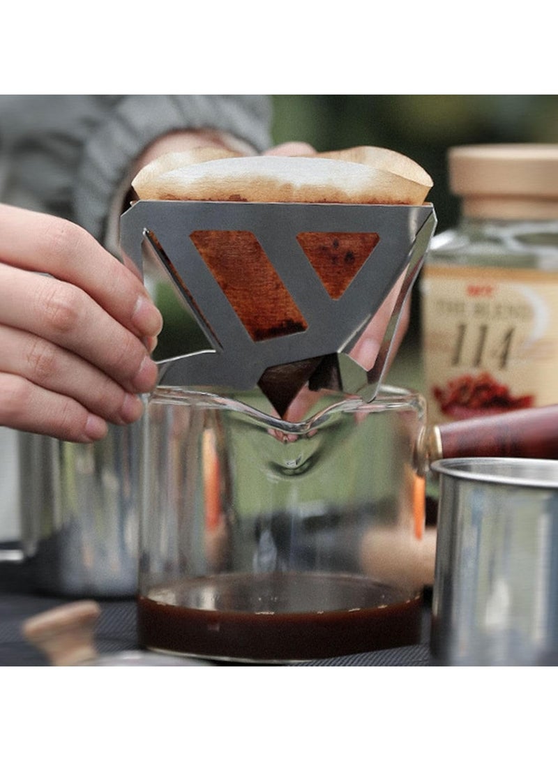 CMGTYYD. مخروط تنقيط القهوة غير القابل للصدأ - حامل تصفية مسحوق القهوة القابل للطي | إطار مجوف على شكل قمع قهوة بالتنقيط للمنزل - Image 2