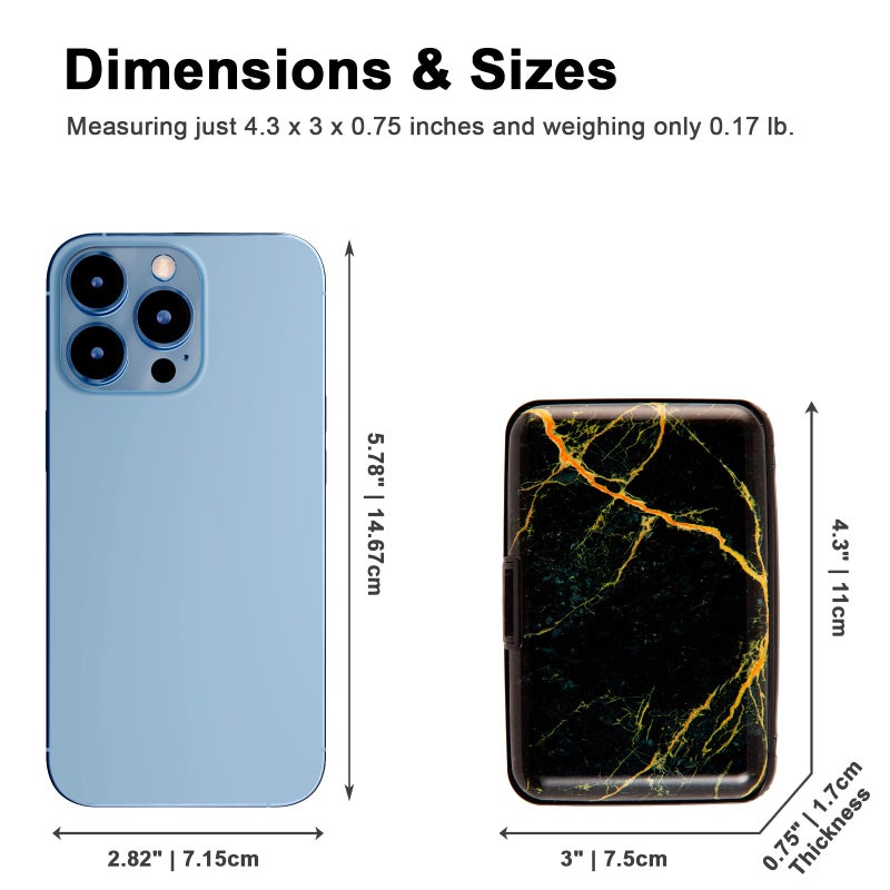 Kaabao Credit Card Holder Small RFID Blocking Wallet Business Metal Slim Mini Aluminum Hard Case for Women Men Gift (Gold Marble Texture) - Image 5