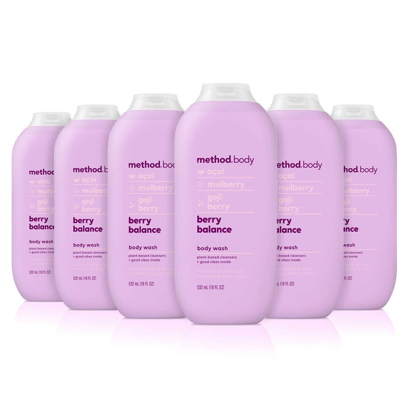 Method Body Wash Berry Balance Paraben and Phthalate Free 18 oz Pack of 6