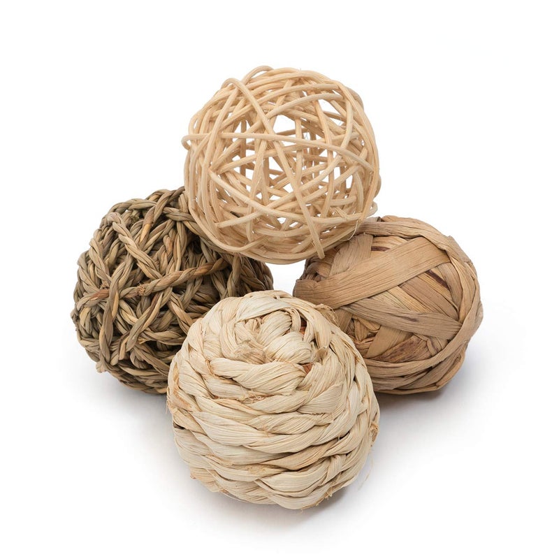 Niteangel Natural Chew Activity Toys Fun Safe Hay Grass Pet Balls for Chinchilla Guinea Pig Rats Rabbits Hamster Gerbil Degu Bunny and Other Small Animals - Image 1