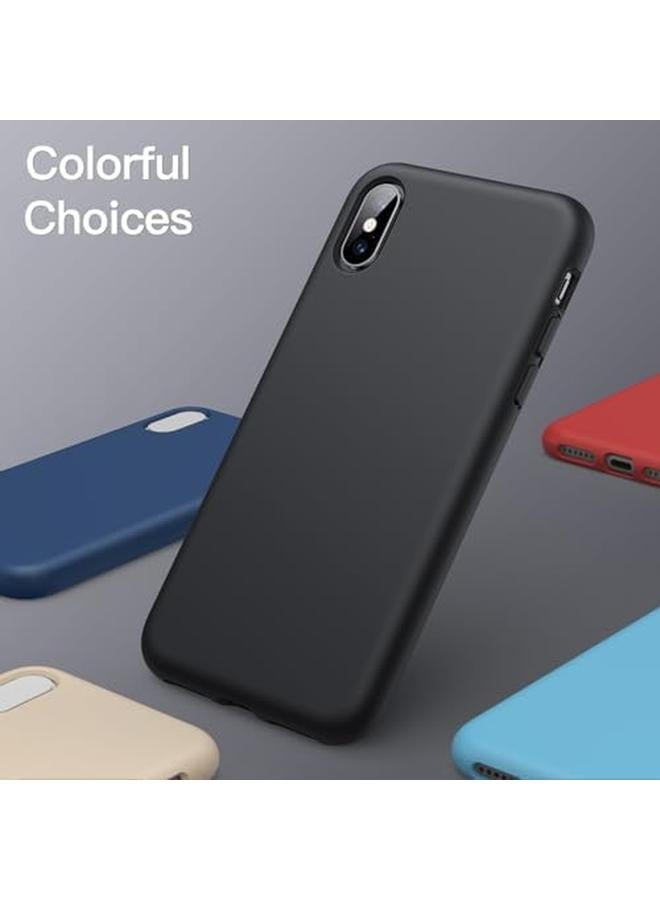 جي تيك جراب سيليكون لهاتف Iphone X Iphone Xs مقاس 5.8 بوصة جراب واقٍ كامل الجسم ناعم الملمس مقاوم للصدمات مع بطانة من الألياف الدقيقة باللون الأسود - Image 4