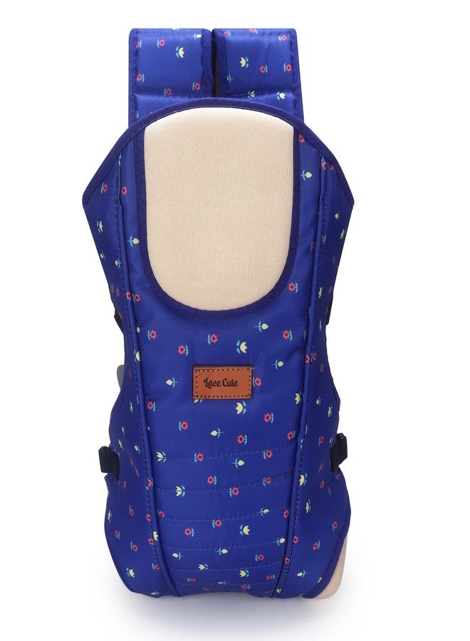 Laee Cute Baby Carrier Bag – Comfortable & Adjustable Front & Back Carry Infant Carrier for Newborns & Toddlers – Ergonomic & Breathable Fabric (Blue Floral) (Navy Blue) - Image 1