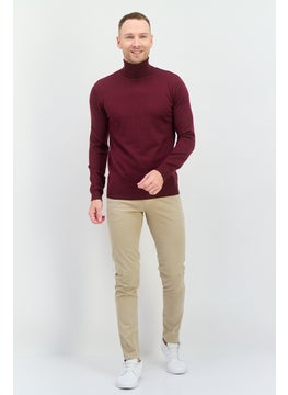 Sorbino Men Turtle Neck Knitted Long Sleeves Sweatshirt, Burgundy  - Image 3
