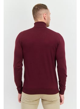 Sorbino Men Turtle Neck Knitted Long Sleeves Sweatshirt, Burgundy  - Image 4