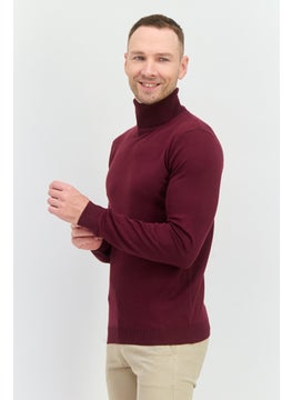 Sorbino Men Turtle Neck Knitted Long Sleeves Sweatshirt, Burgundy  - Image 2