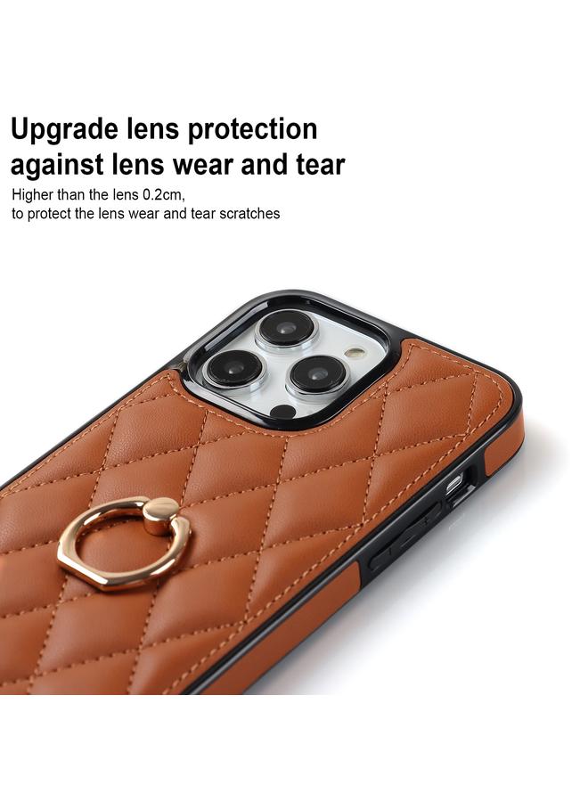 إيروريكس جراب هاتف iPhone 12 Pro Max مصنوع من جلد البولي يوريثان على شكل معين مع حامل حلقي - Image 5