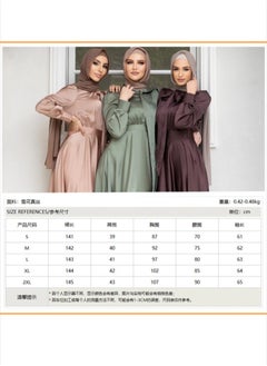 Generic Elegant Muslim Satin Maxi Dress – Modest Fashion with Flared Hem, Available in Three Colors and Multiple Sizes  - Image 3
