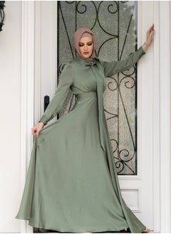 Generic Elegant Muslim Satin Maxi Dress – Modest Fashion with Flared Hem, Available in Three Colors and Multiple Sizes  - Image 2
