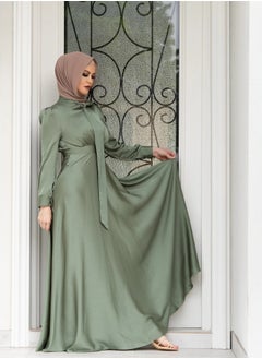 Generic Elegant Muslim Satin Maxi Dress – Modest Fashion with Flared Hem, Available in Three Colors and Multiple Sizes  - Image 1