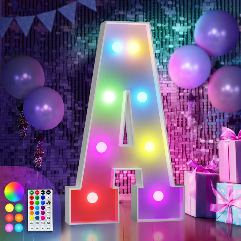 imprsv 3FT Colorful Marquee Letters A 18 Colors Large Light up Letters Alphabet Sign with Remote Big Marry Me Sign Birthday Party Decorations Anniversary Wedding Decoration - Image 2