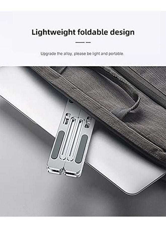 Zashe Adjustable Aluminum Laptop Stand – Foldable & Ergonomic Silver Laptop Riser for Desk, Compatible with MacBook, Dell, HP, and More  - Image 5