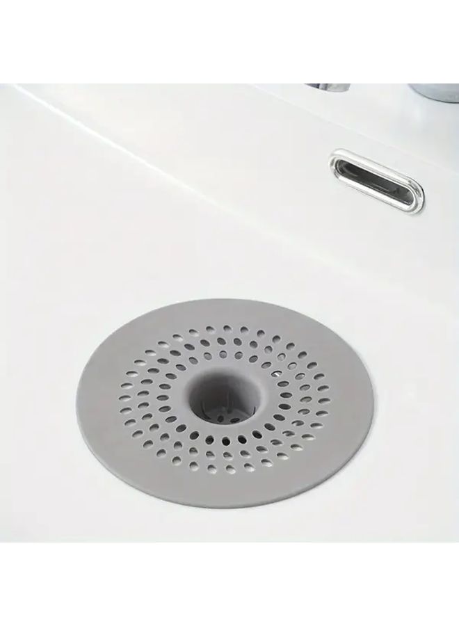 Grey Silicone Drain Filter for Shower Kitchen Sink Round Design with Drain Hole Easy Installation Hair Trap 4 Seasons Use - Image 1