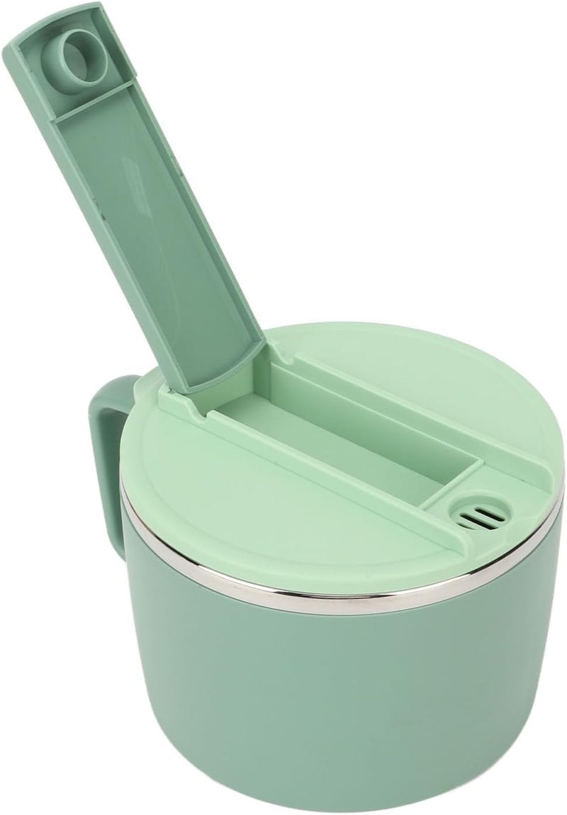 Stainless Steel Noodle Bowl Anti Scalding Fast Cooking Portable Ramen Cooker Bowl for Office, Home 1200ml (Green) - Image 4