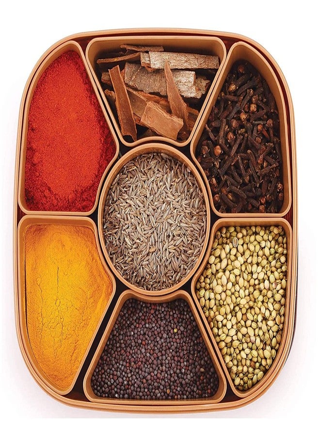 SBA PRIME Plastic Square 7 Sections Multipurpose Masala Rangoli Dabba Box | Spice Storage Container with Transparent Lid for Kitchen (Pack of 1) - Image 2