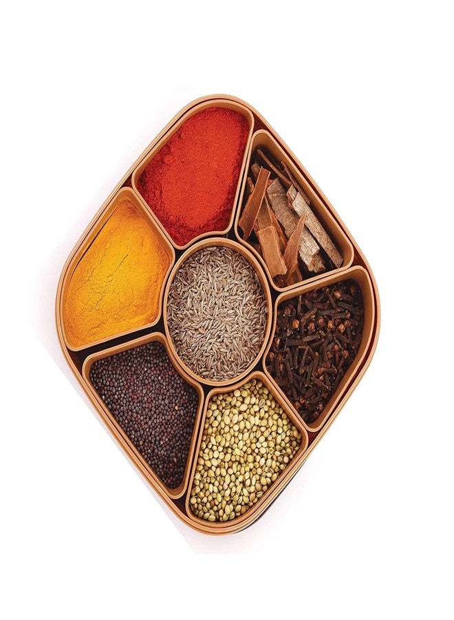 SBA PRIME Plastic Square 7 Sections Multipurpose Masala Rangoli Dabba Box | Spice Storage Container with Transparent Lid for Kitchen (Pack of 1) - Image 3