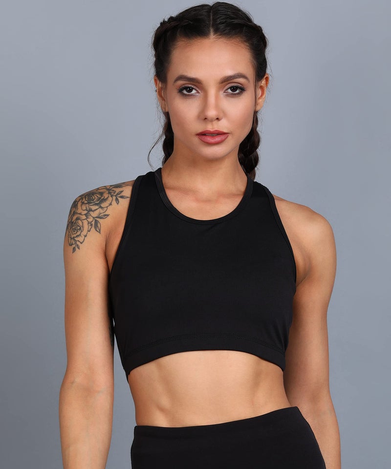 Rock Paper Scissors Women's Polyester Non-Padded Wire Free Sports Bra (ONSWG-SPORTSBRA-CROSS-BLACK-4XL_Black_4XL) - Image 2