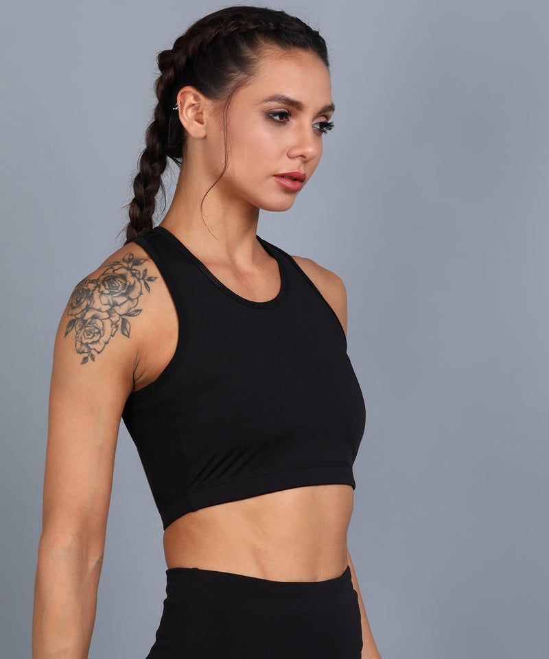 Rock Paper Scissors Women's Polyester Non-Padded Wire Free Sports Bra (ONSWG-SPORTSBRA-CROSS-BLACK-4XL_Black_4XL) - Image 4