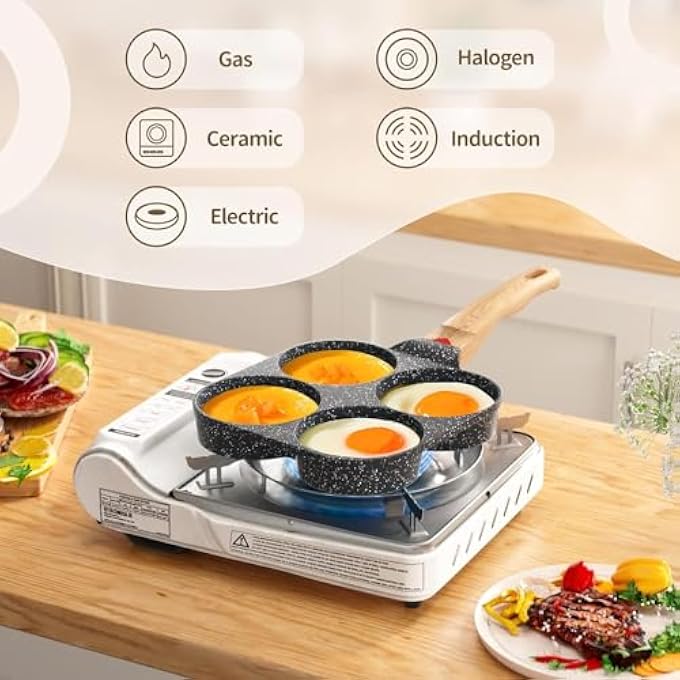 Unity Egg Frying Pan  4 Cup Egg Pan Nonstick Versatile Fried Egg Pan Breakfast Skillet For Pancake Hamburger Sandwiches Compatible With Gas Stove  Induction Cookware Easy To CleanGray - Image 3