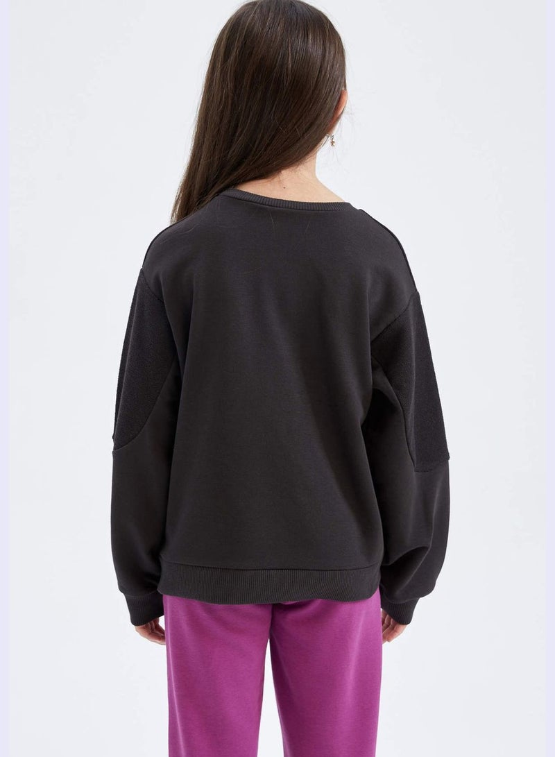 DeFacto Girl Disney Princess Licenced Relax Fit Crew Neck Long Sleeve Knitted Sweatshirt  - Image 4
