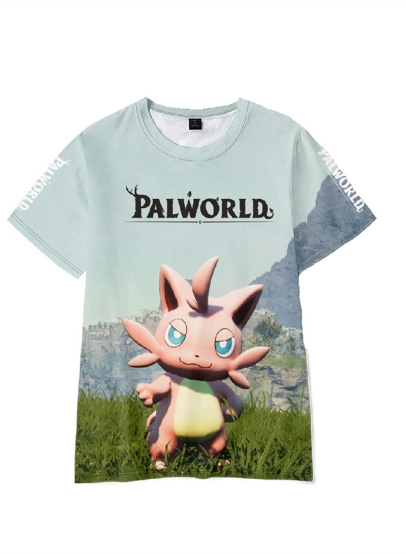 Palworld Phantom Beast Palu 3D digital printing adult and children summer short-sleeved T-shirt - Image 1